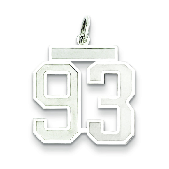 Sterling Silver/Rhodium-plated Satin Number 93 Charm - Picture 1 of 2